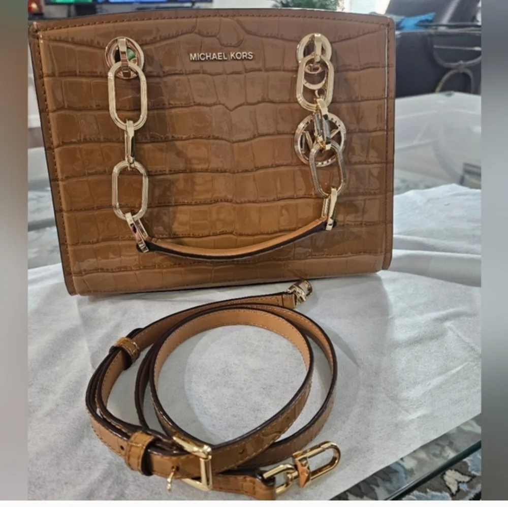 NWT Michael Kors Cynthia Small Croc Embossed Leather Satchel & Wallet Set - Picture 9 of 15